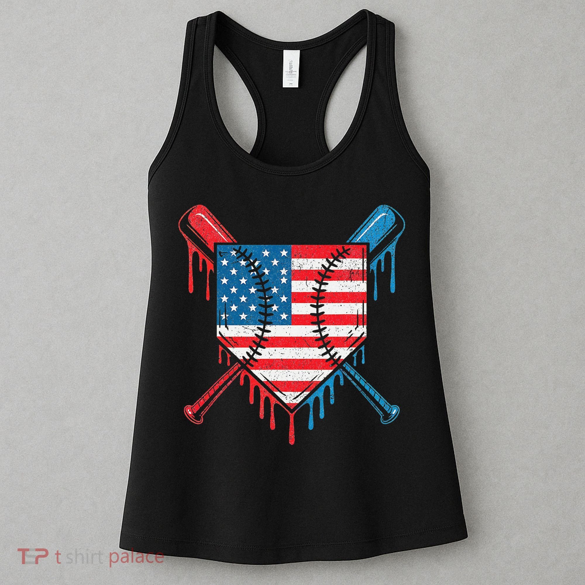 Cool Baseball Home Plate Drip Patriotic 4th Of July Women's Tank Top