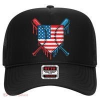 Cool Baseball Home Plate Drip Patriotic 4th Of July Hat thumb 0