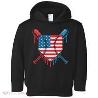Cool Baseball Home Plate Drip Patriotic 4th Of July Toddler Hoodie thumb 0