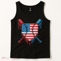 Cool Baseball Home Plate Drip Patriotic 4th Of July Tank Top thumb 2