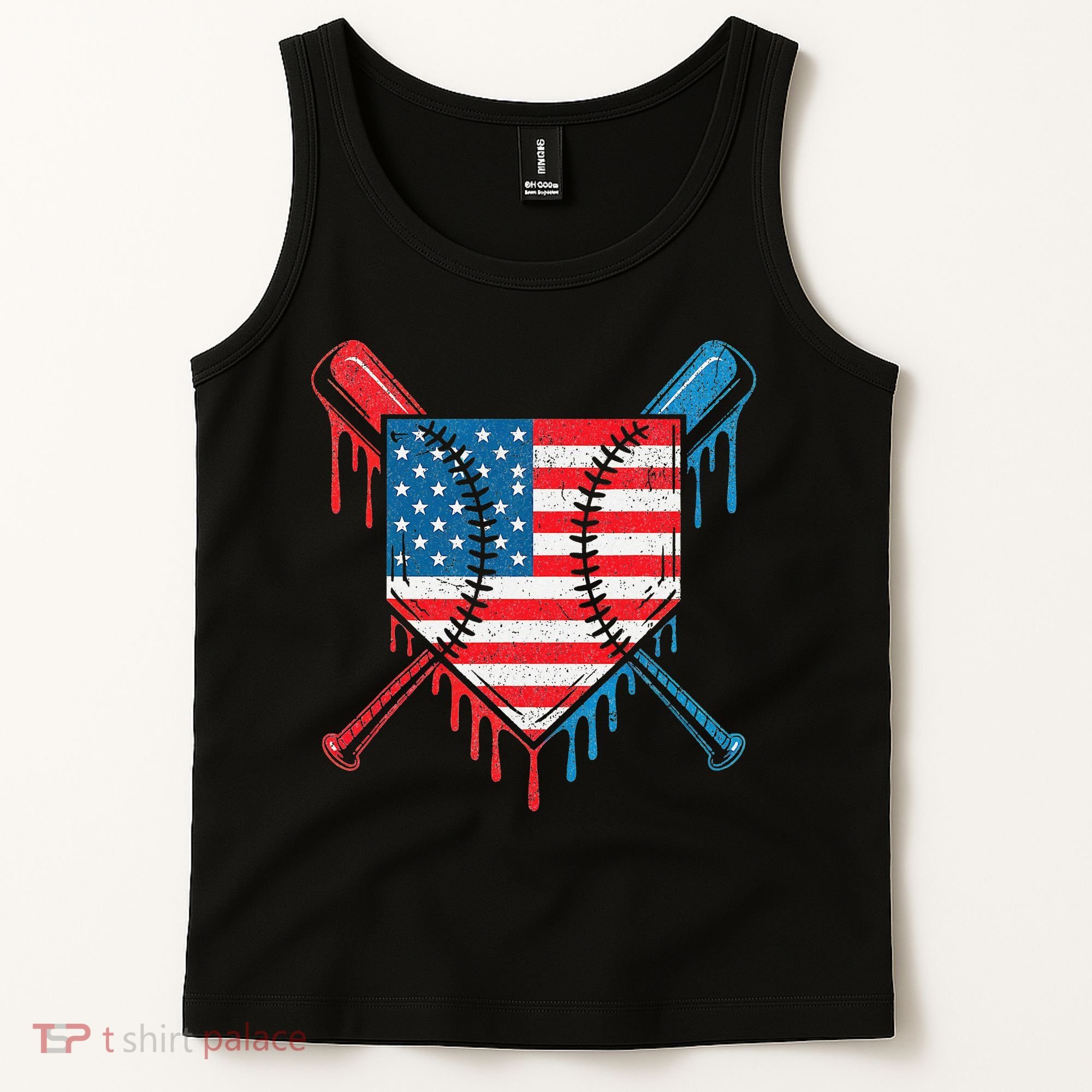 Cool Baseball Home Plate Drip Patriotic 4th Of July Tank Top