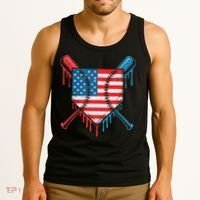 Cool Baseball Home Plate Drip Patriotic 4th Of July Tank Top thumb 3