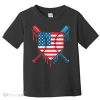 Cool Baseball Home Plate Drip Patriotic 4th Of July Toddler T-Shirt thumb 0