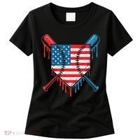 Cool Baseball Home Plate Drip Patriotic 4th Of July Women's T-Shirt thumb 0