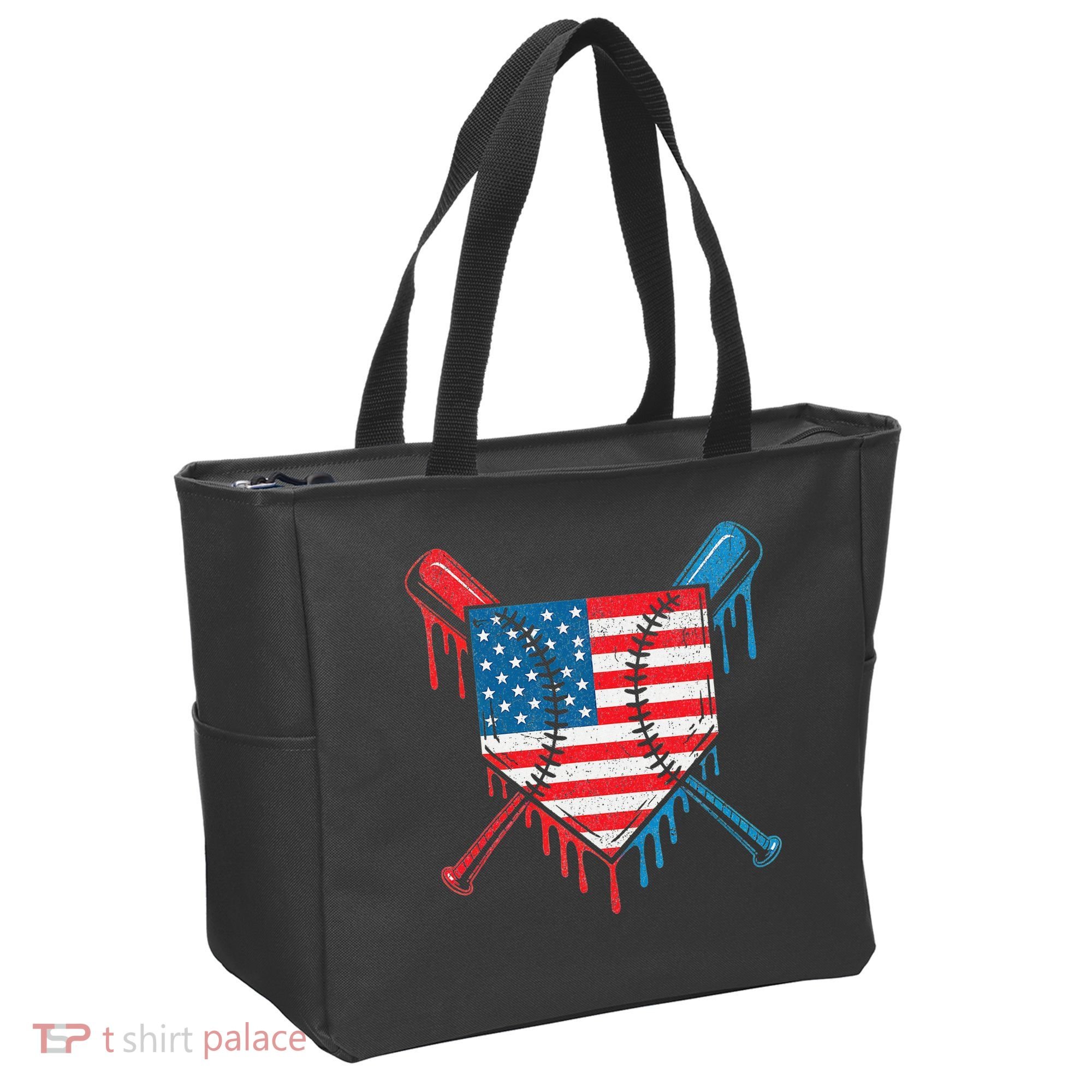 Cool Baseball Home Plate Drip Patriotic 4th Of July Tote Bag
