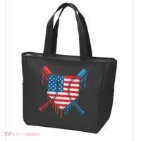 Cool Baseball Home Plate Drip Patriotic 4th Of July Tote Bag thumb 3