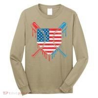 Cool Baseball Home Plate Drip Patriotic 4th Of July Long Sleeve Shirt thumb 0