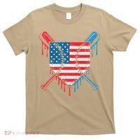 Cool Baseball Home Plate Drip Patriotic 4th Of July T-Shirt thumb 0