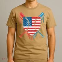 Cool Baseball Home Plate Drip Patriotic 4th Of July T-Shirt thumb 3