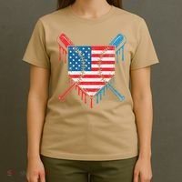 Cool Baseball Home Plate Drip Patriotic 4th Of July T-Shirt thumb 4