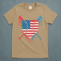 Cool Baseball Home Plate Drip Patriotic 4th Of July T-Shirt thumb 5