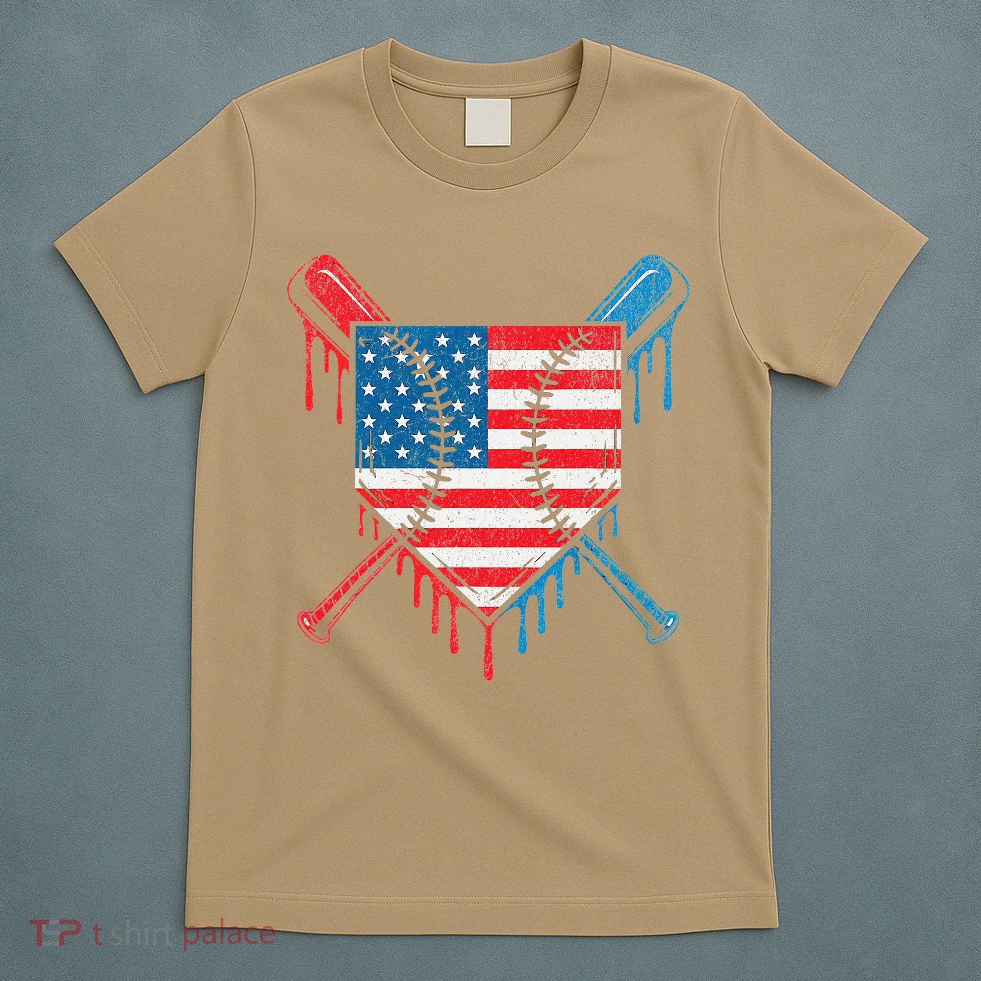 Cool Baseball Home Plate Drip Patriotic 4th Of July T-Shirt