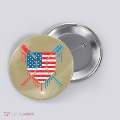 Cool Baseball Home Plate Drip Patriotic 4th Of July Button