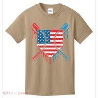 Cool Baseball Home Plate Drip Patriotic 4th Of July Kids T-Shirt thumb 0