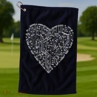 Circuit Board Heart Golf Towel thumb 1