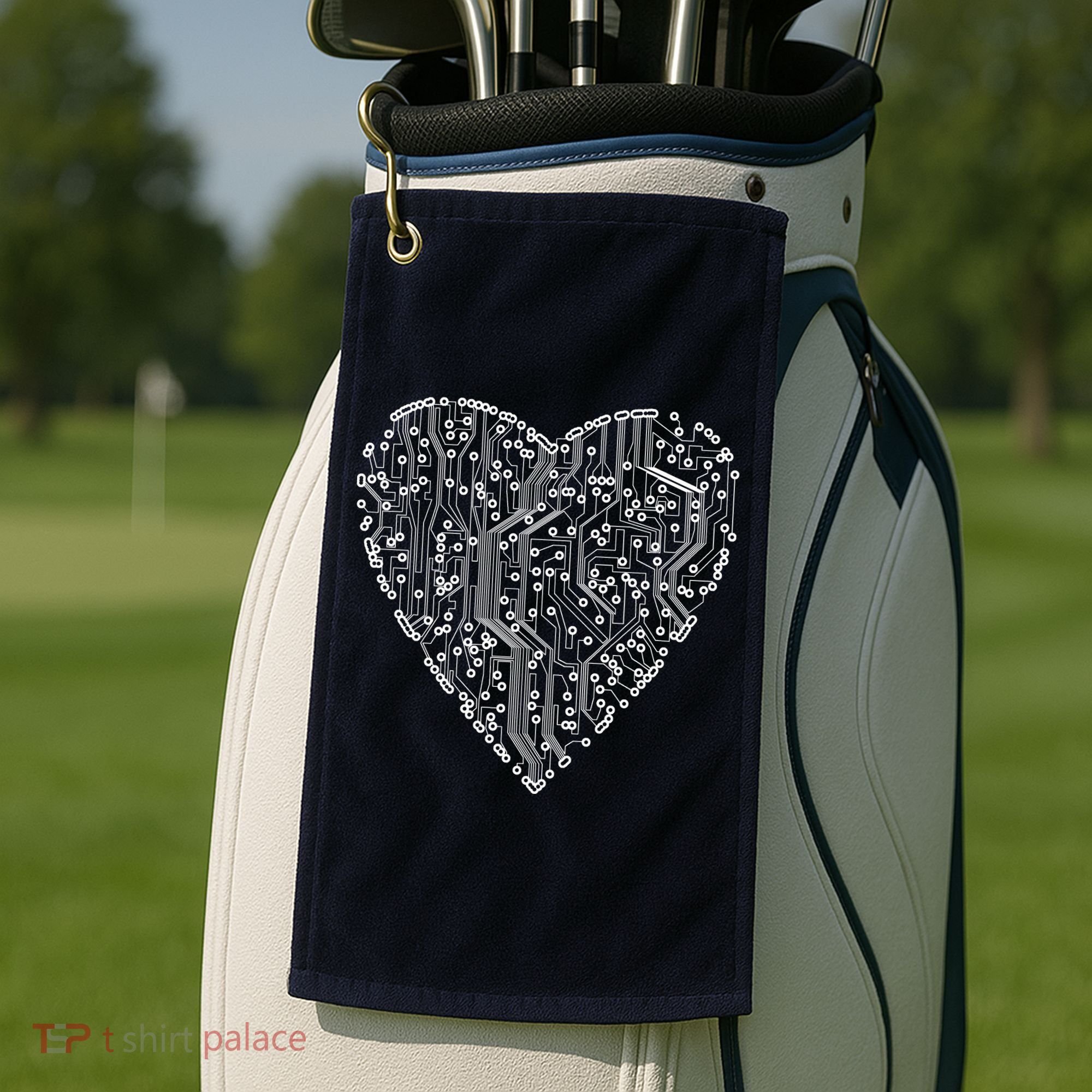 Circuit Board Heart Golf Towel