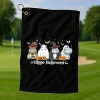 Cute Baby Hippo Moo Deng Fall Golf Towel thumb 1