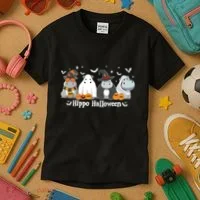 Cute Baby Hippo Moo Deng Fall Kids T-Shirt thumb 3