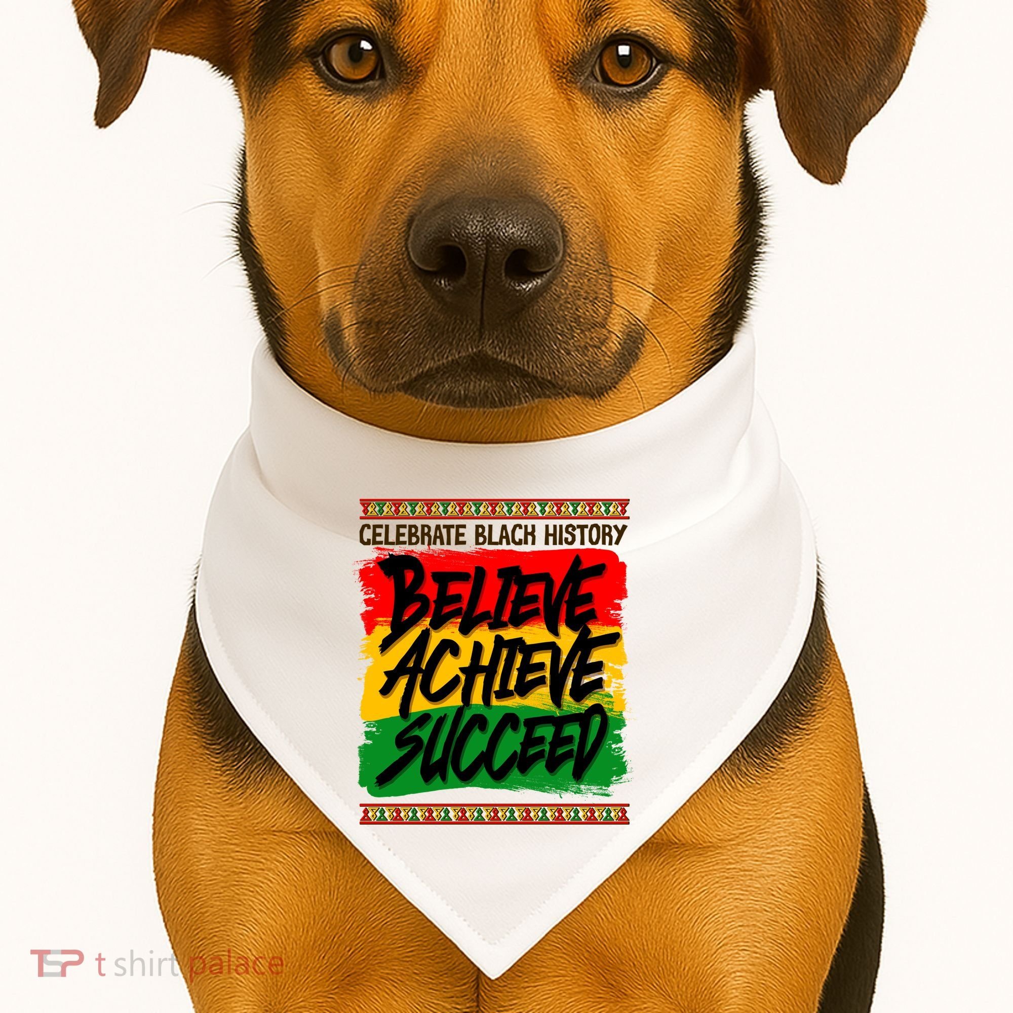 Celebrate Black History Believe Achieve Succeed USA-Made Doggie Bandana