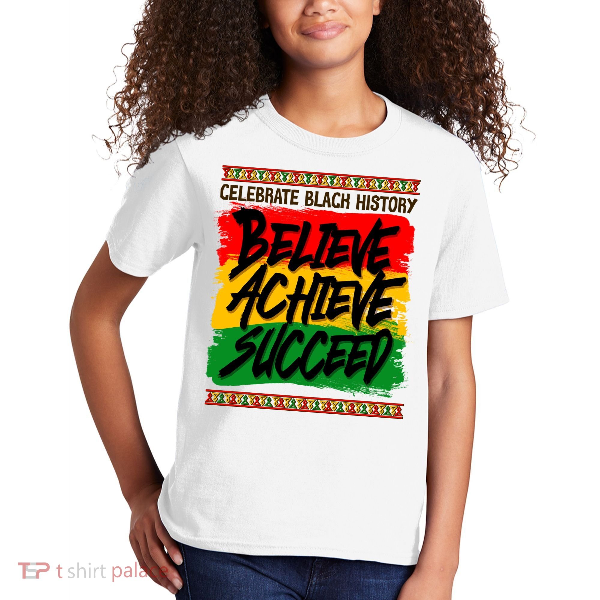 Celebrate Black History Believe Achieve Succeed Kids T-Shirt