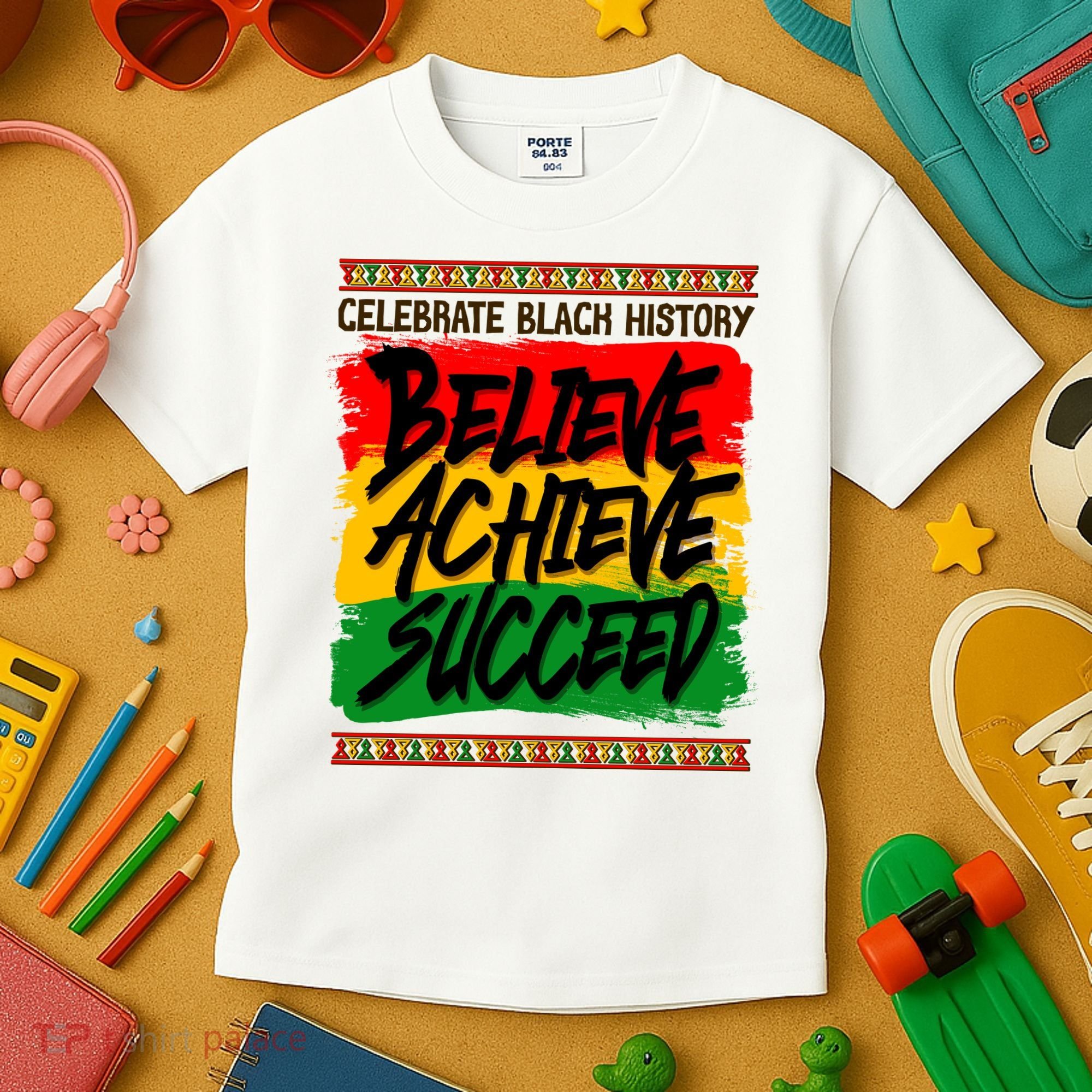 Celebrate Black History Believe Achieve Succeed Kids T-Shirt