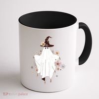 Cute Boho Halloween Ghost Coffee Mug thumb 1