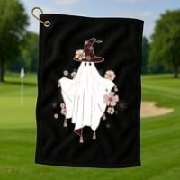 Cute Boho Halloween Ghost Golf Towel thumb 1
