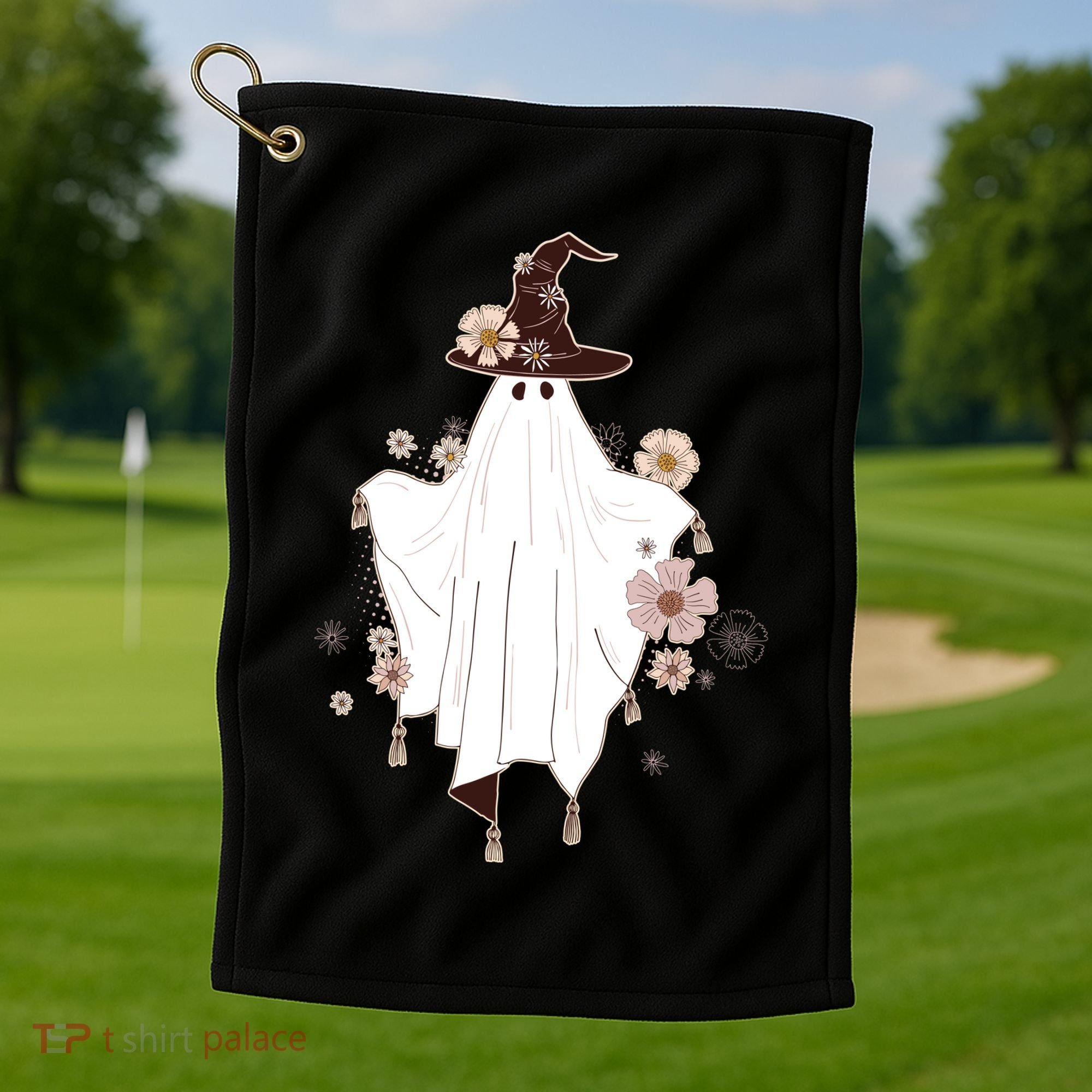 Cute Boho Halloween Ghost Golf Towel
