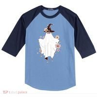 Cute Boho Halloween Ghost Raglan Baseball Sleeve Shirt thumb 0