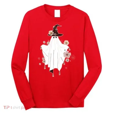 Cute Boho Halloween Ghost Long Sleeve Shirt