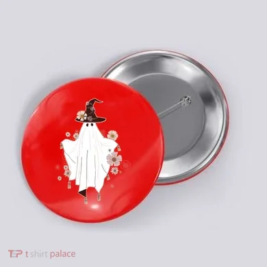 Cute Boho Halloween Ghost Button