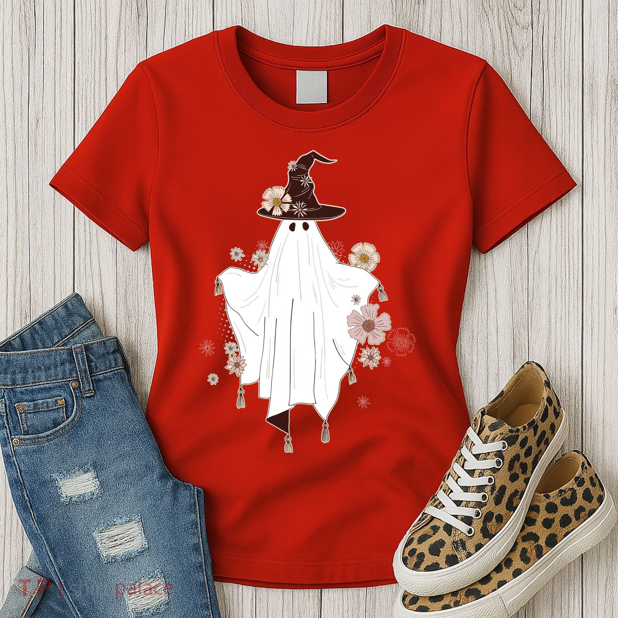 Cute Boho Halloween Ghost Women's T-Shirt
