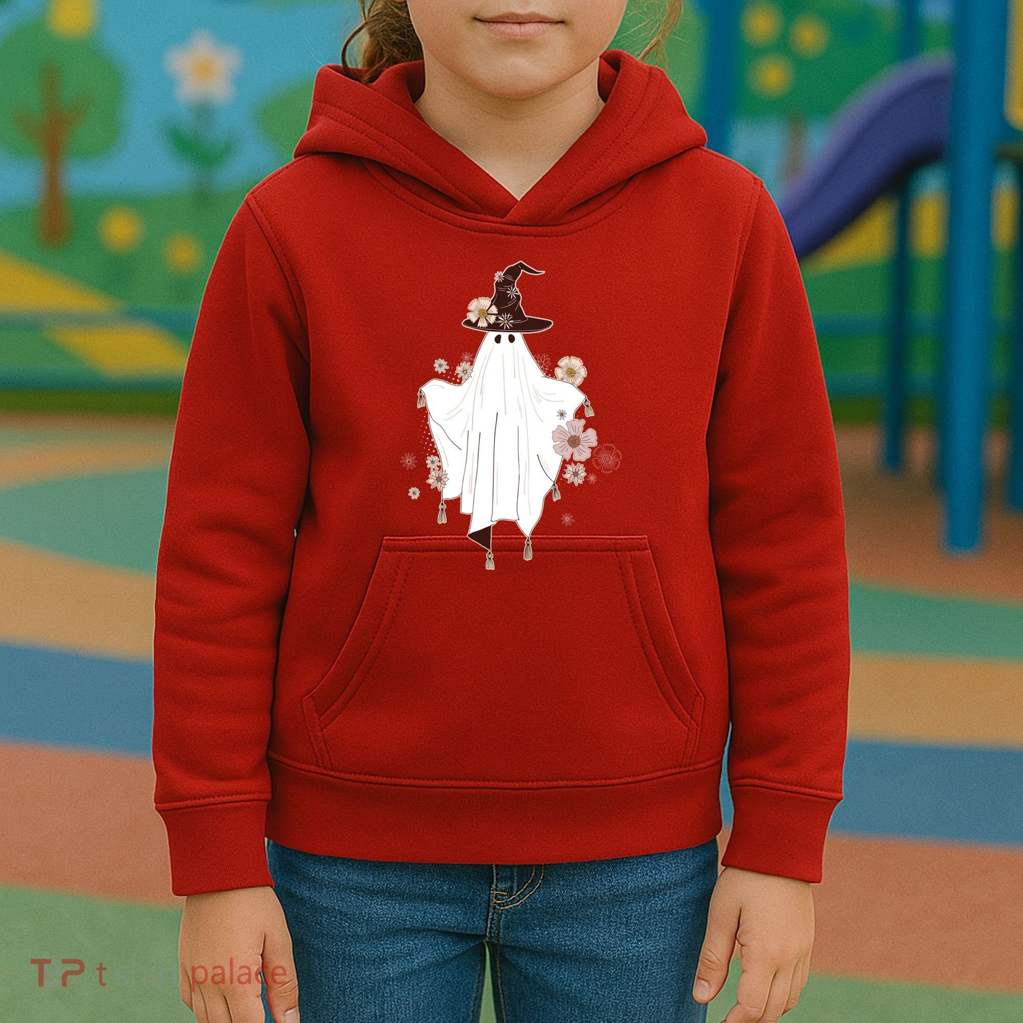 Cute Boho Halloween Ghost Kids Hoodie