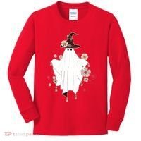 Cute Boho Halloween Ghost Kids Long Sleeve Shirt thumb 0