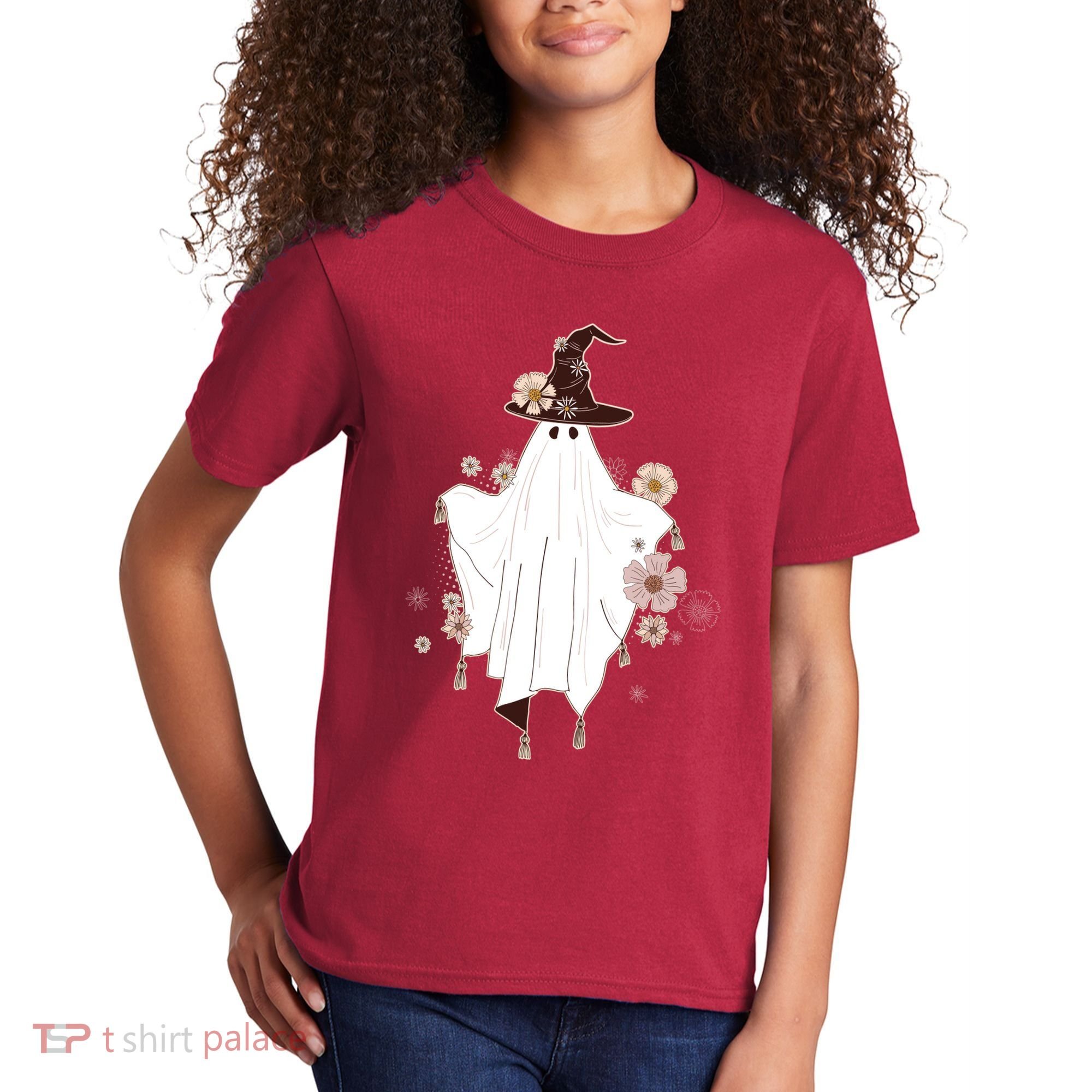 Cute Boho Halloween Ghost Kids T-Shirt