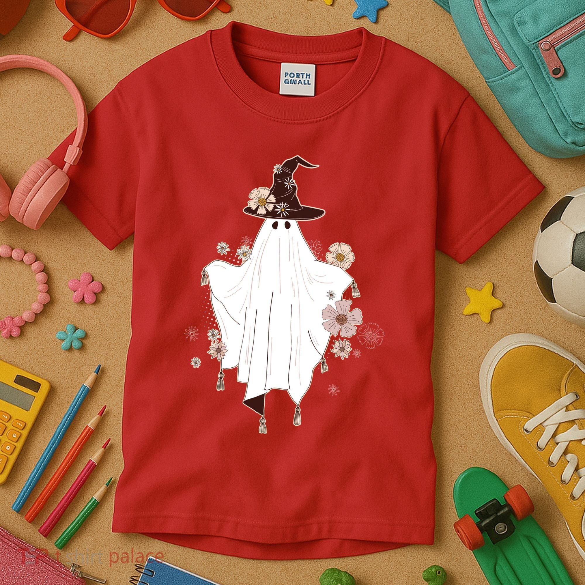 Cute Boho Halloween Ghost Kids T-Shirt