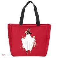 Cute Boho Halloween Ghost Tote Bag thumb 0