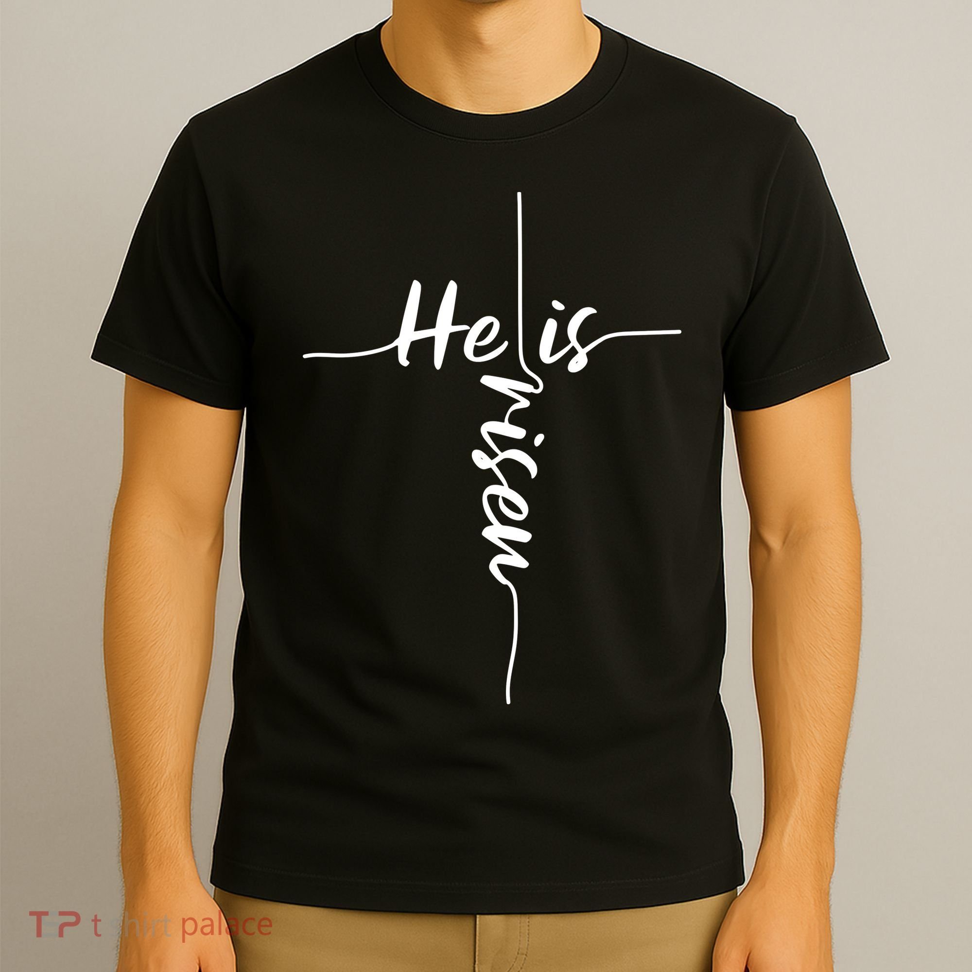 Christian Bible He Is Risen Easter Day Jesus Cross Religious T-Shirt