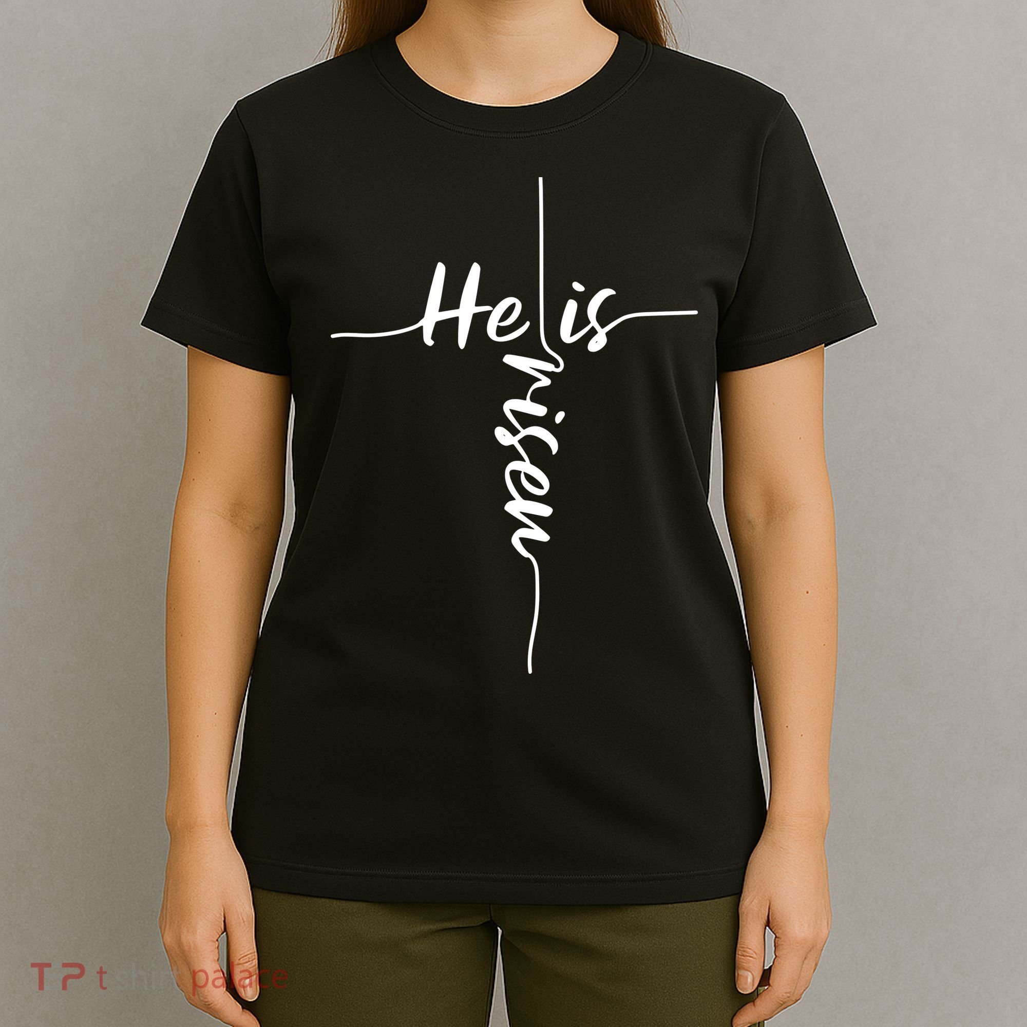 Christian Bible He Is Risen Easter Day Jesus Cross Religious T-Shirt