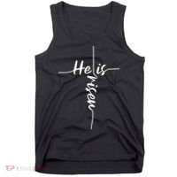 Christian Bible He Is Risen Easter Day Jesus Cross Religious Tank Top thumb 0
