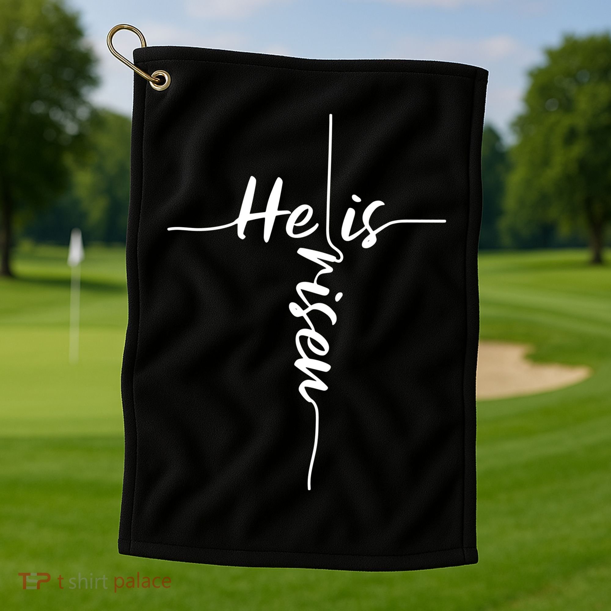 Christian Bible He Is Risen Easter Day Jesus Cross Religious Golf Towel