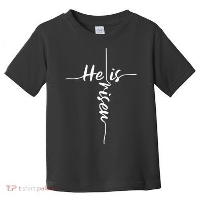 Christian Bible He Is Risen Easter Day Jesus Cross Religious Toddler T-Shirt