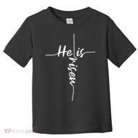 Christian Bible He Is Risen Easter Day Jesus Cross Religious Toddler T-Shirt thumb 0