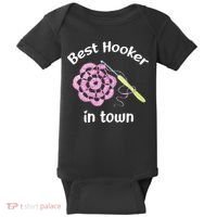 Crochet Best Hooker In Town Funny Yarn Baby Bodysuit thumb 0