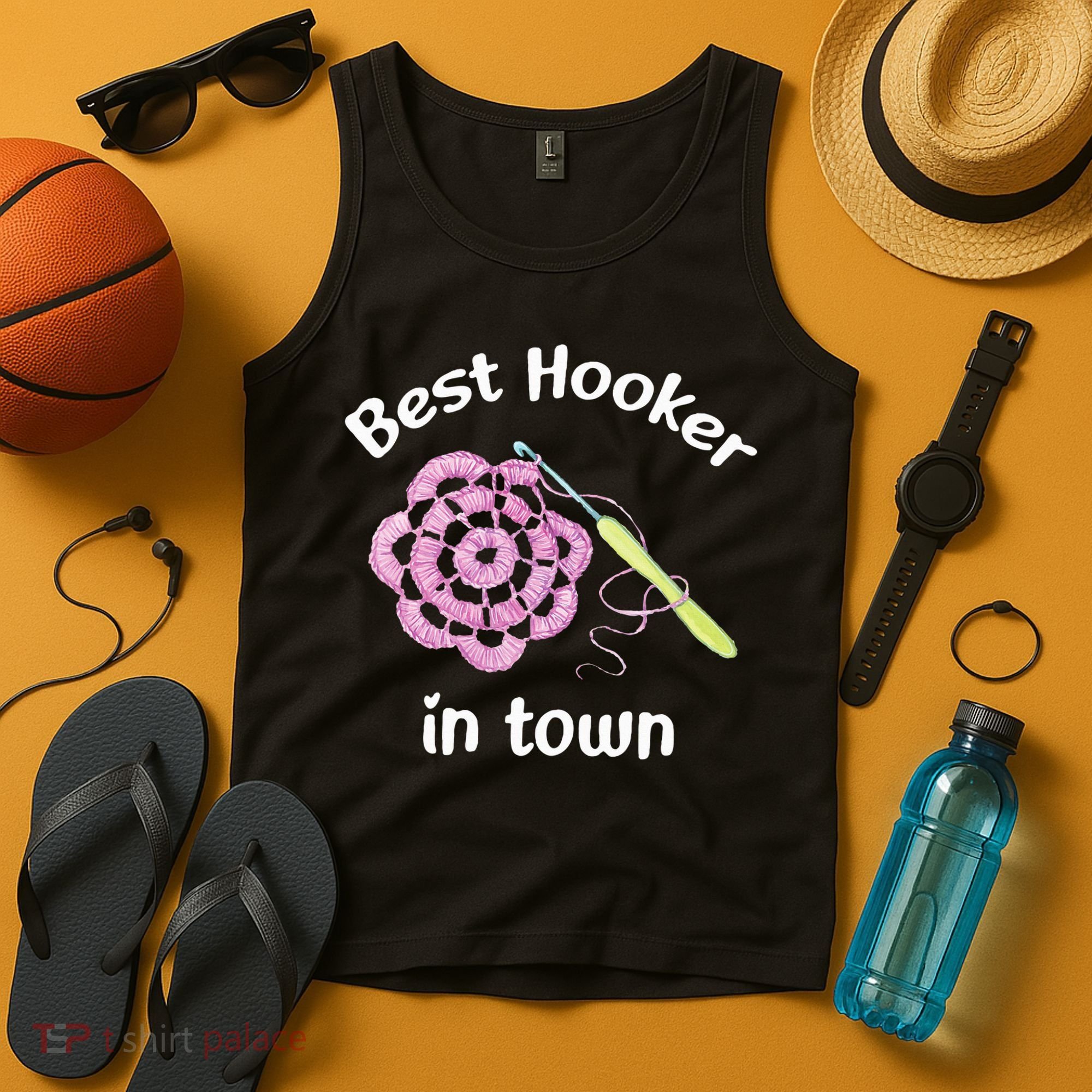 Crochet Best Hooker In Town Funny Yarn Tank Top