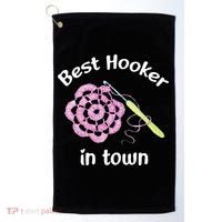 Crochet Best Hooker In Town Funny Yarn Golf Towel thumb 0