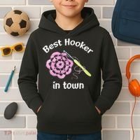 Crochet Best Hooker In Town Funny Yarn Kids Hoodie thumb 2