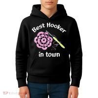 Crochet Best Hooker In Town Funny Yarn Kids Hoodie thumb 4