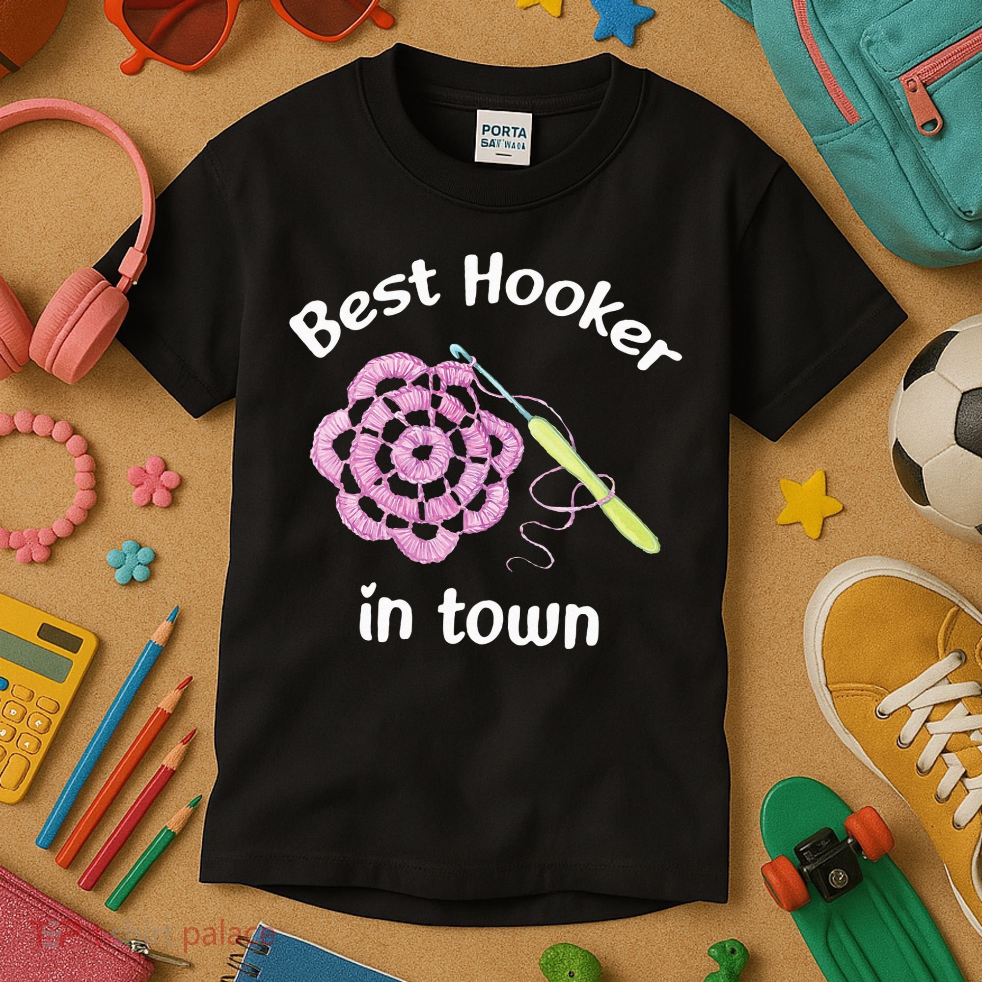 Crochet Best Hooker In Town Funny Yarn Kids T-Shirt