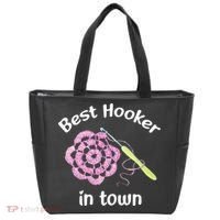 Crochet Best Hooker In Town Funny Yarn Tote Bag thumb 0